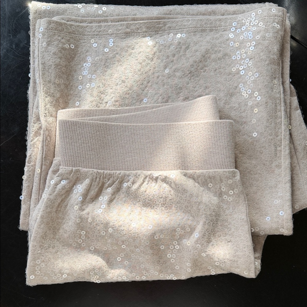 Express Beige Sequin Wide leg pants.